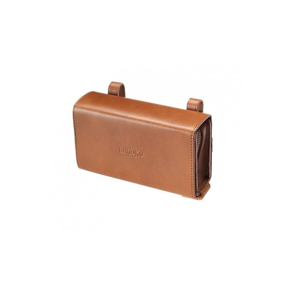 Brooks D-shaped pannier bag with removable inner purse, handmade in England, cycling accessory with durable fabric and classic design.
