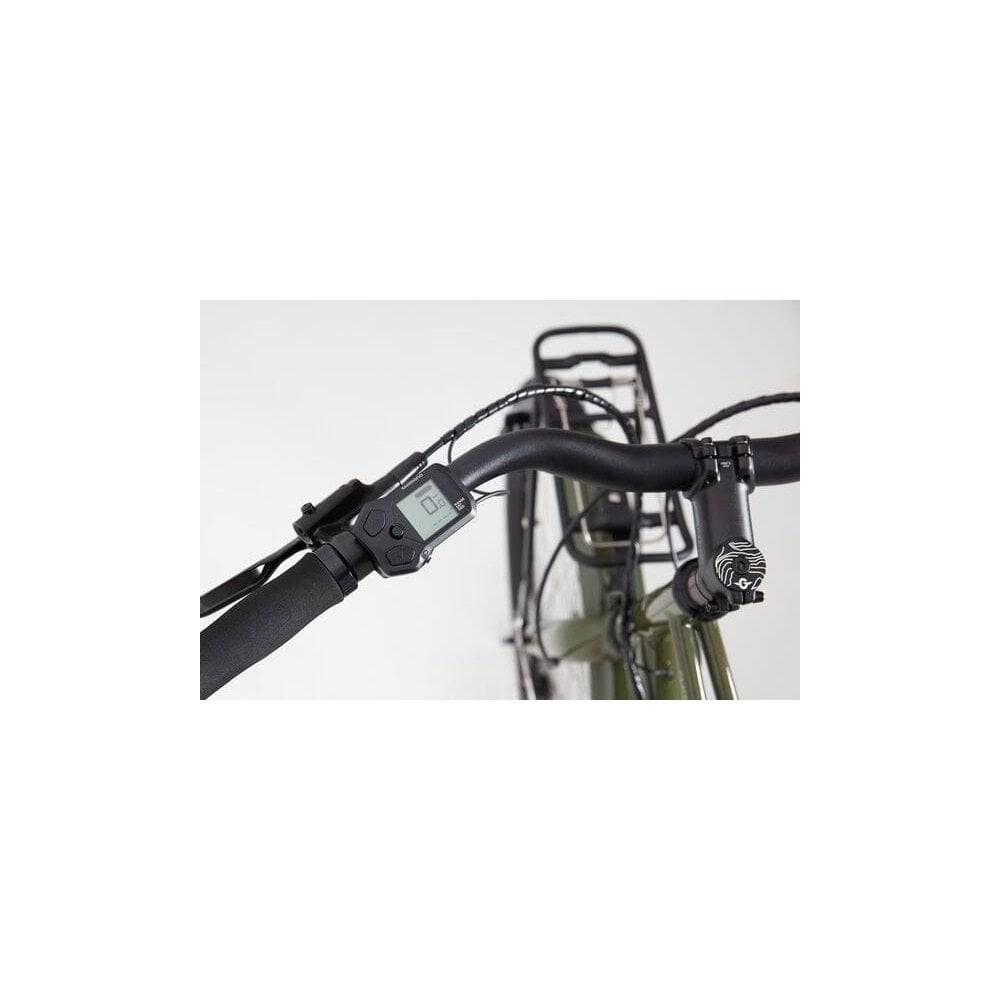 Genesis Smithfield e-Hybrid bike with Shimano STEPS E6100 motor and long-range battery, shown from a side view.