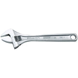 UNIOR adjustable wrench with clear scale, durable workshop tool, ISO 6787 compliant, showing the adjustable jaw and handle.