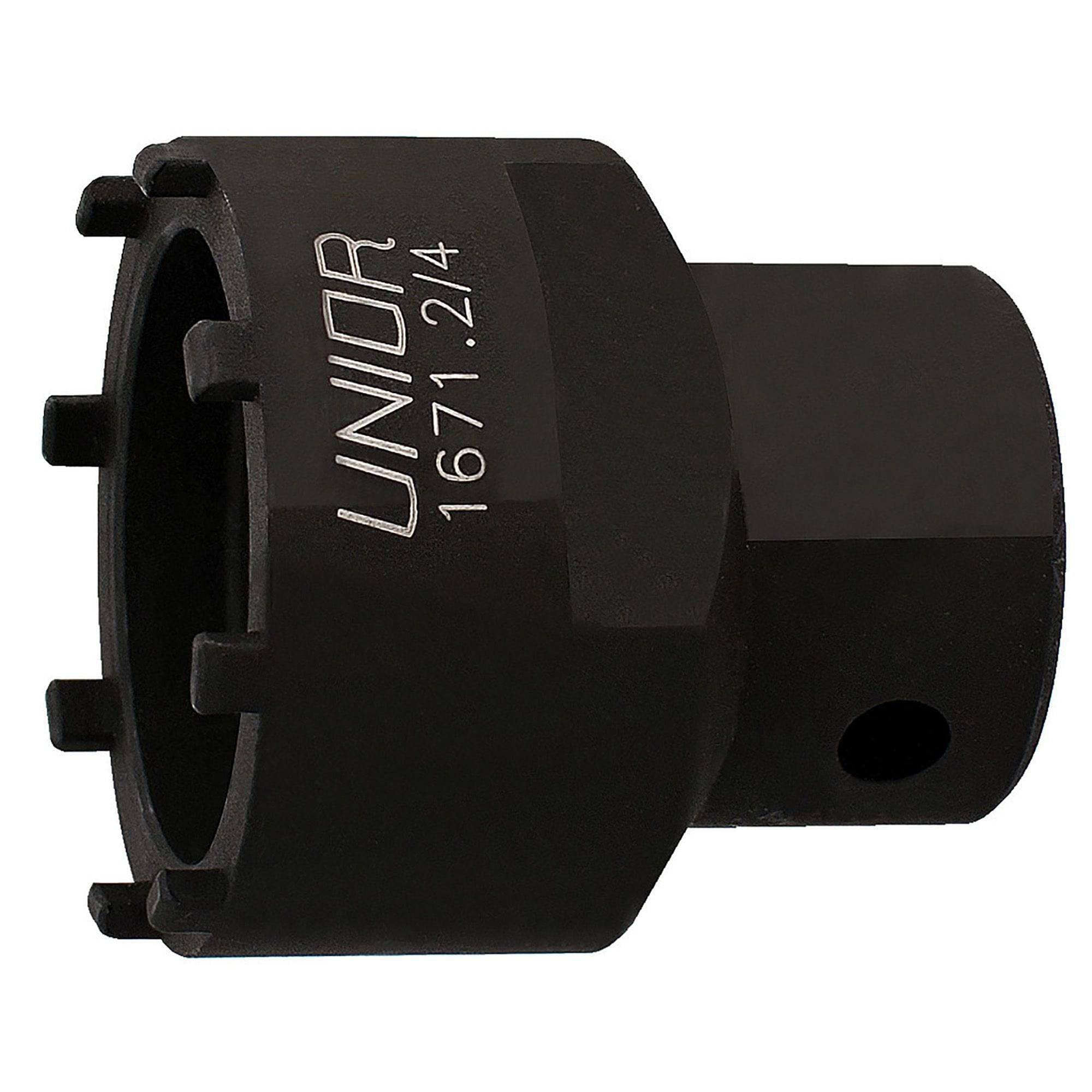 UNIOR 8 Tooth Cartridge Bottom Bracket Tool for Shimano, Bontrager, Truvativ, and Bosch bikes, used for workshop maintenance.