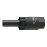 UNIOR cassette lockring tool with 12mm guide for 12mm through axle hubs, designed for bike workshop use.