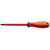 UNIOR Crosstip Phillips screwdriver TBI with insulated ergonomic handle, ideal for workshop use, in a close-up view.
