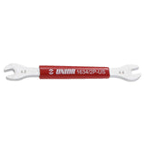 UNIOR double-sided Shimano spoke wrench in red with 4.3mm and 4.4mm sizes, precision bike workshop tool.