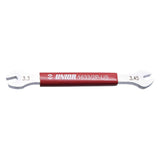 UNIOR double-sided spoke wrench with plastic-coated grip for precise bicycle wheel adjustments, workshop tool for bike maintenance.