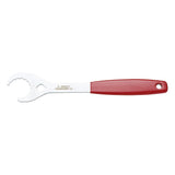 UNIOR 16 Notch Open Bottom Bracket Wrench in red for Shimano and disc brake nuts, suitable for workshop bike maintenance.