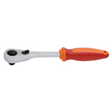 UNIOR 1/2 inch reversible workshop ratchet wrench with quick-release and safety lock, 260mm length, metal tool for mechanics