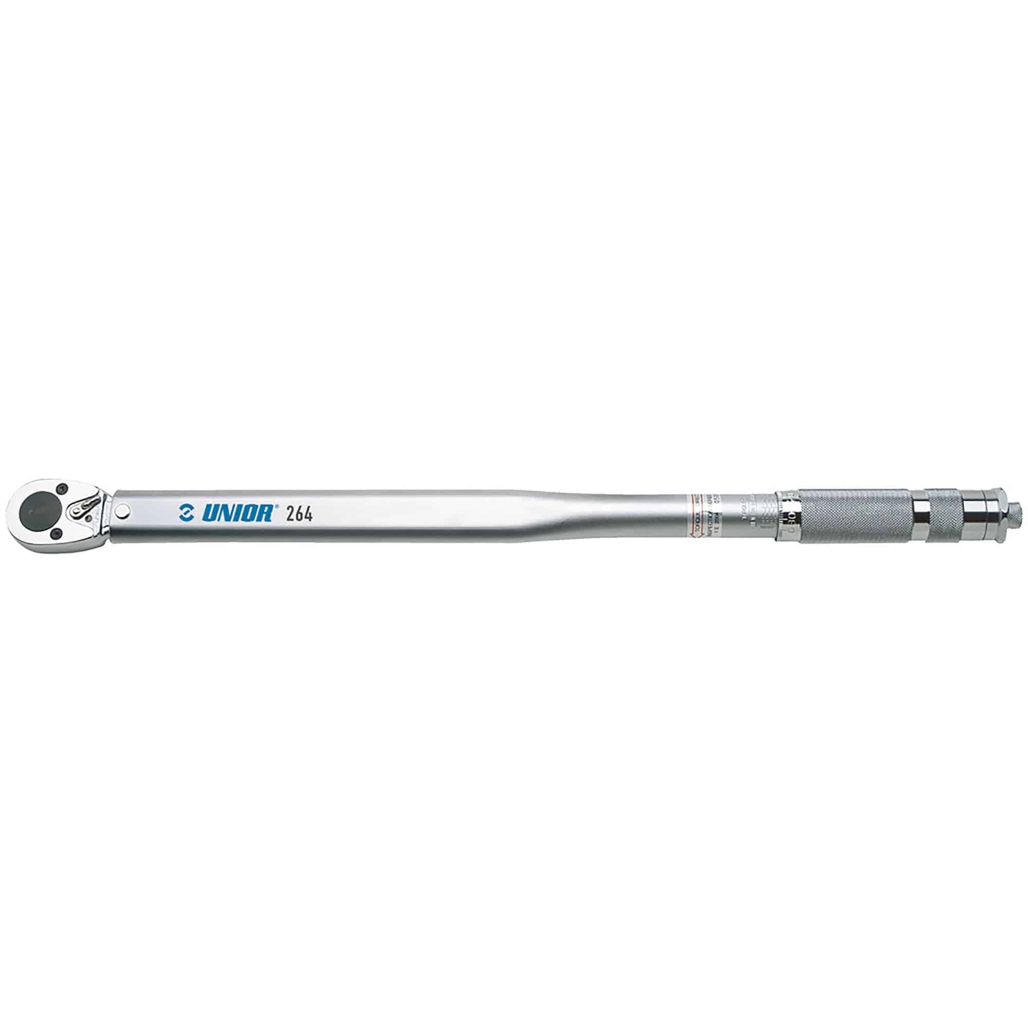 UNIOR workshop slipper torque wrench with reversible ratchet head and dual scale calibration, showing measurement dials