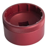 UNIOR BSA30 bottom bracket socket tool with 1/2-inch drive, red anodized finish, used for bicycle workshop maintenance.