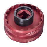 UNIOR T47 bottom bracket socket tool with exchangeable adaptor in red, designed for workshop bicycle maintenance.