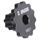 UNIOR Crank Cap Tool for Shimano Hollowtech II, workshop tool for removing and installing plastic crank bolt caps.