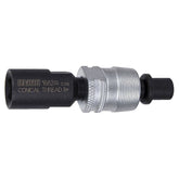 UNIOR tapered crank puller tool used for removing damaged inner thread cranks in workshop repair tasks.