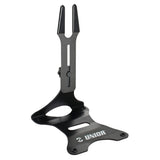 UNIOR adjustable bike display stand with rubber protection and non-slip base for workshop use, providing secure bike support.