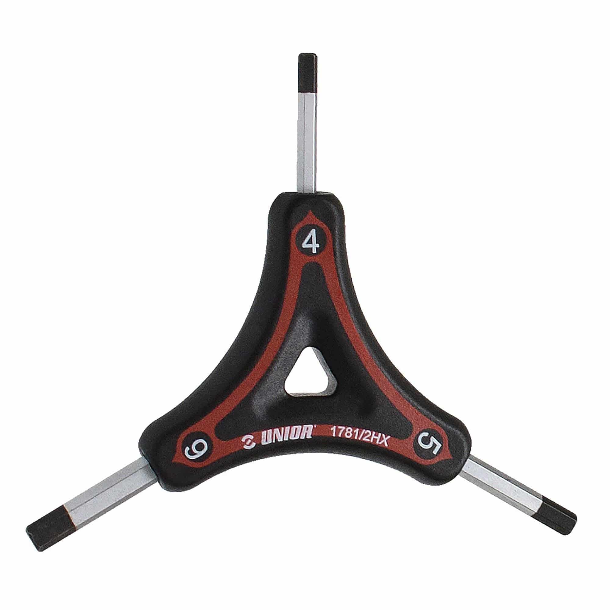 UNIOR Y Hex Wrench tool with ergonomic plastic handle for tightening hex screws, ideal for workshop use.