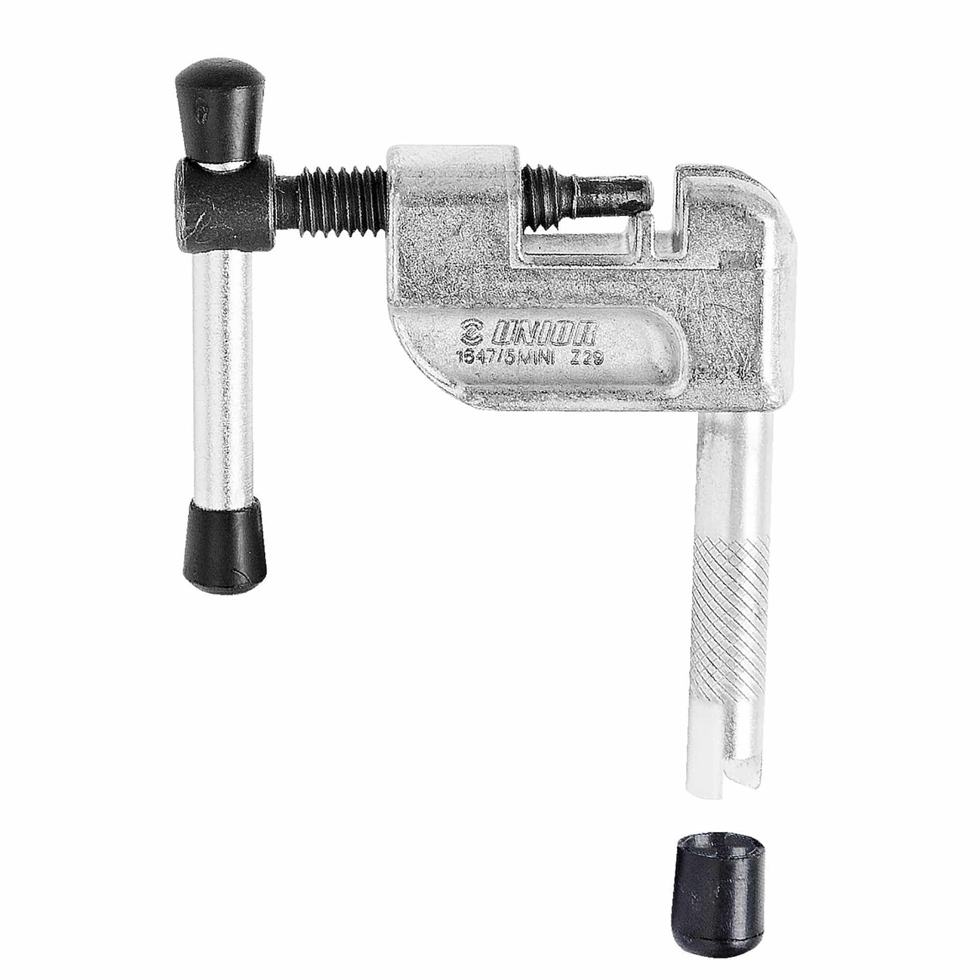 UNIOR mini chain tool for 5-11 speed bike chains with valve core remover, compact workshop tool for chain maintenance