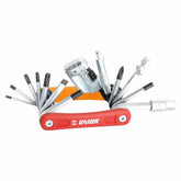 UNIOR Euro17 Multitool in red, versatile workshop and bike repair tool kit with multiple tools for repair and maintenance tasks