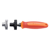 UNIOR Pedal Genie Red bicycle derailleur adjustment tool with adapters, workshop tool for precise gear tuning.