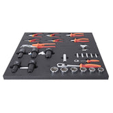 UNIOR workshop tool set in red tray, featuring professional hand tools for 2600D model maintenance and repair.