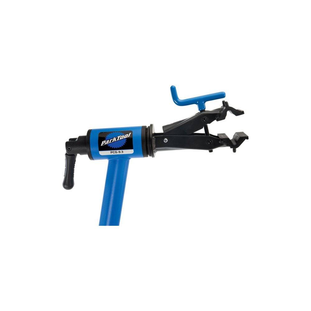 Park Tool PCS-9.3 workshop repair stand with adjustable clamp and height for bike maintenance and repairs.