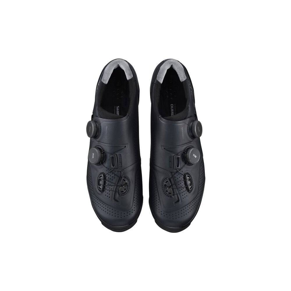 Shimano S-PHYRE XC9 MTB cycling shoes for cross-country and cyclo-cross racing, black with breathable mesh and secure strap closure.