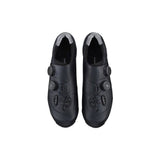 Shimano S-PHYRE XC9 MTB cycling shoes for cross-country and cyclo-cross racing, black with breathable mesh and secure strap closure.