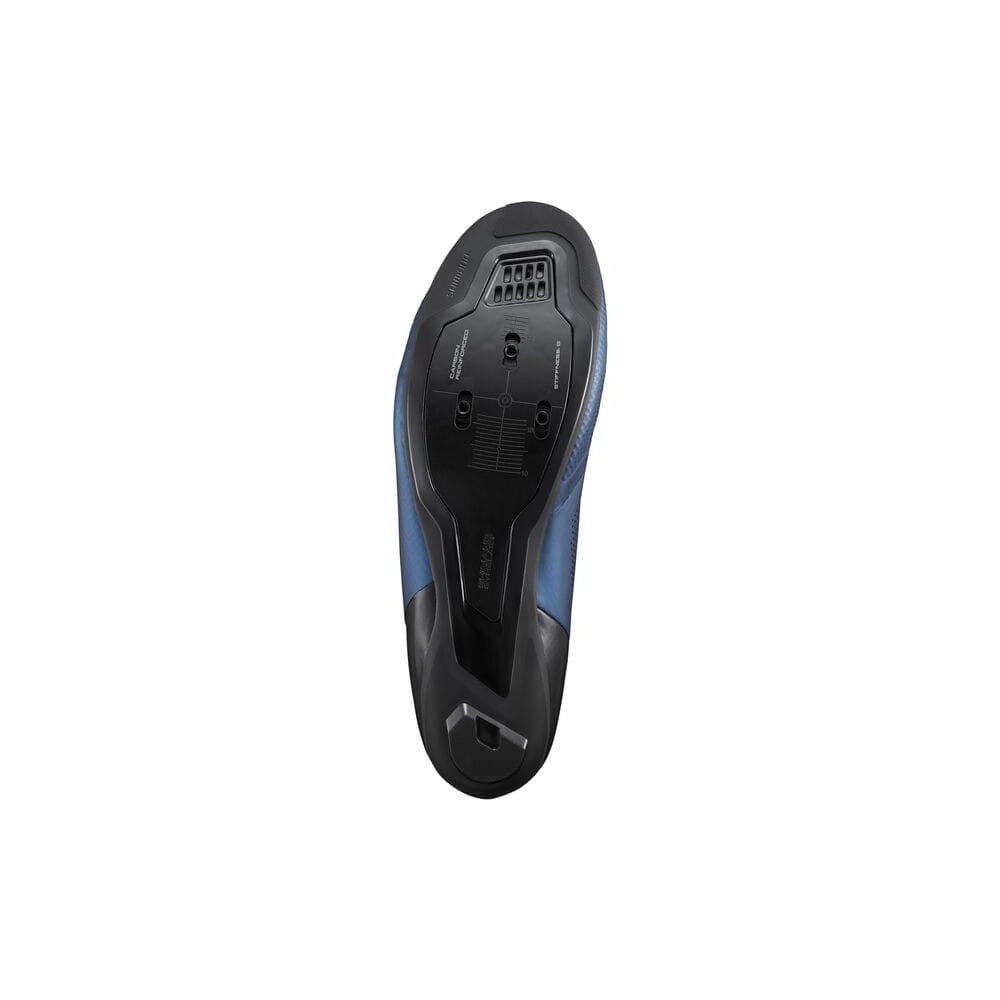 Shimano RC5 SPD-SL road cycling shoes with BOA L6 fit system, black synthetic upper and stiff sole for performance cycling.