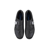 Shimano RC5 SPD-SL road cycling shoes with BOA L6 fit system, black lightweight athletic footwear for cycling enthusiasts.