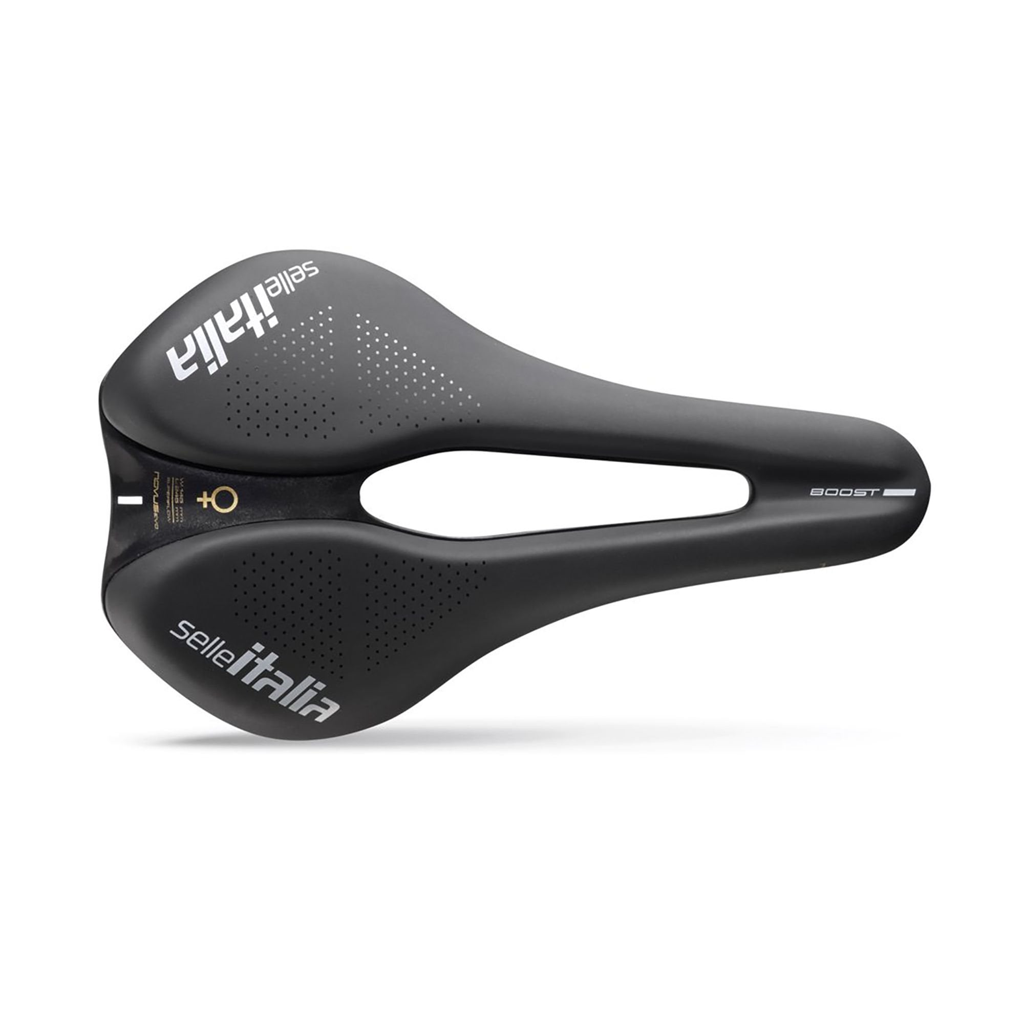 Selle Italia Novus Boost Evo Lady TM Superflow black bike saddle with ergonomic design for comfortable cycling.