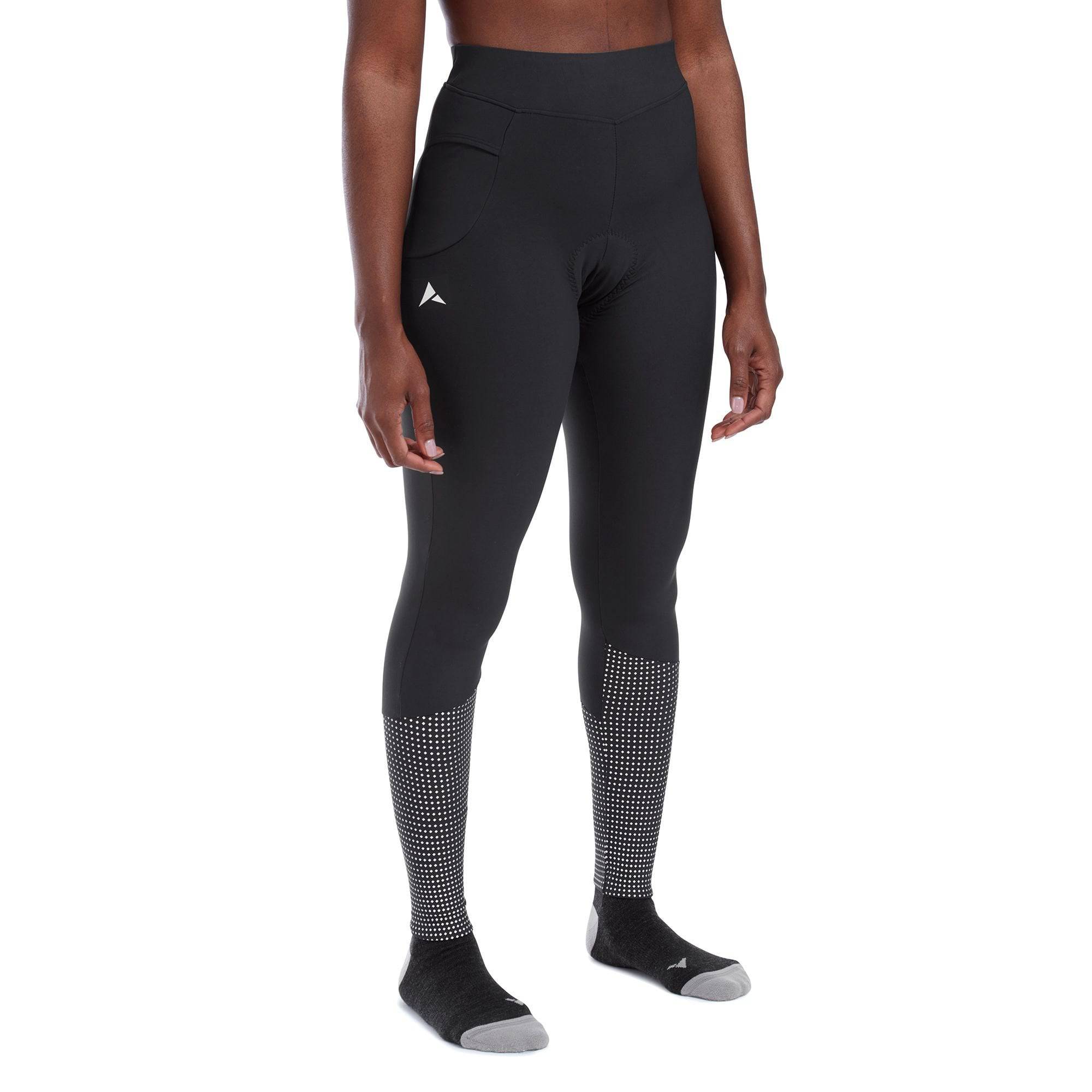 Altura Nightvision DWR women's cycling waist tights with reflective panels, long, waterproof, and designed for outdoor riding.