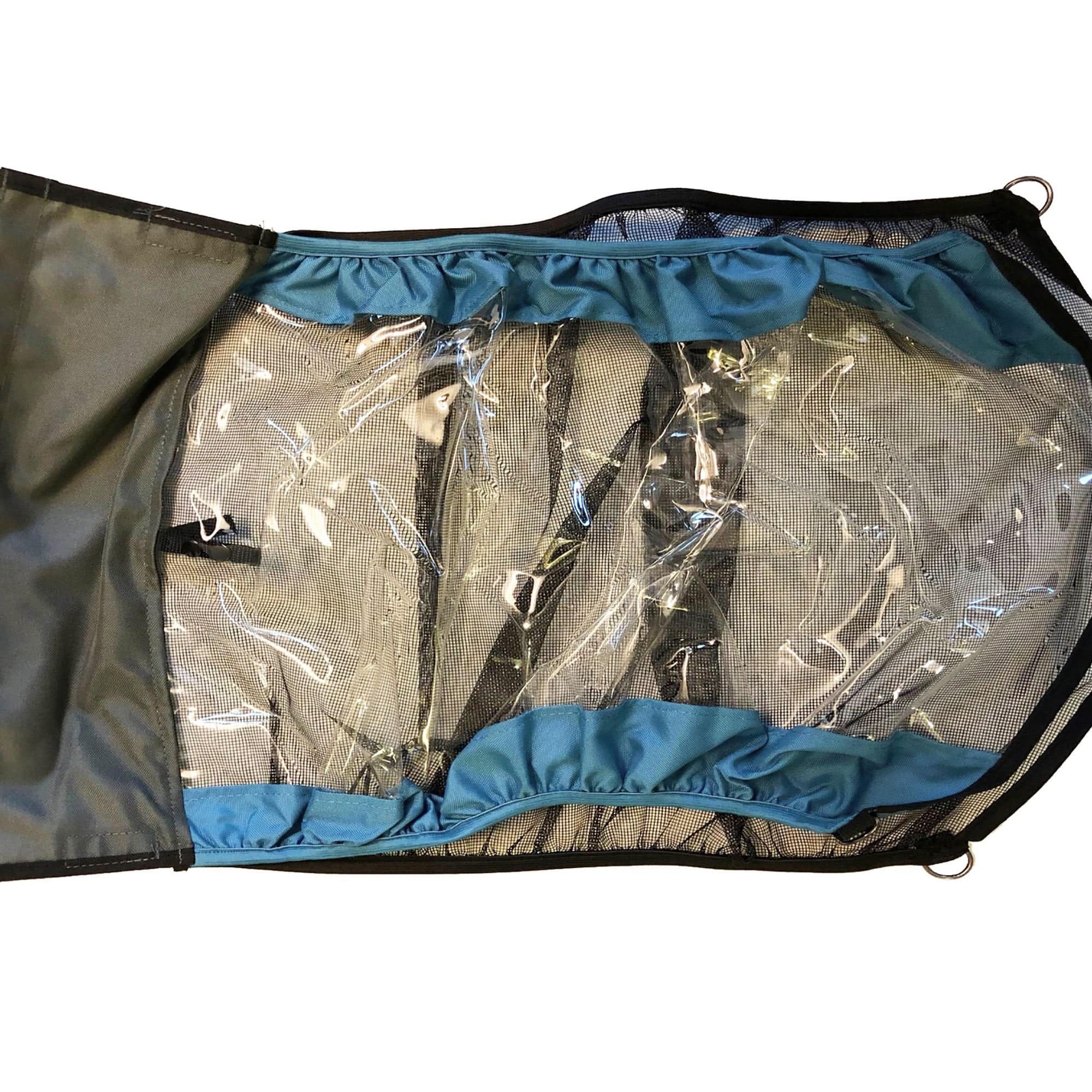 Hamax Avenida One front window for child bike seat, petrol color, featuring wind protection accessory for added comfort.