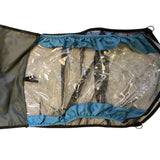 Hamax Avenida One front window for child bike seat, petrol color, featuring wind protection accessory for added comfort.