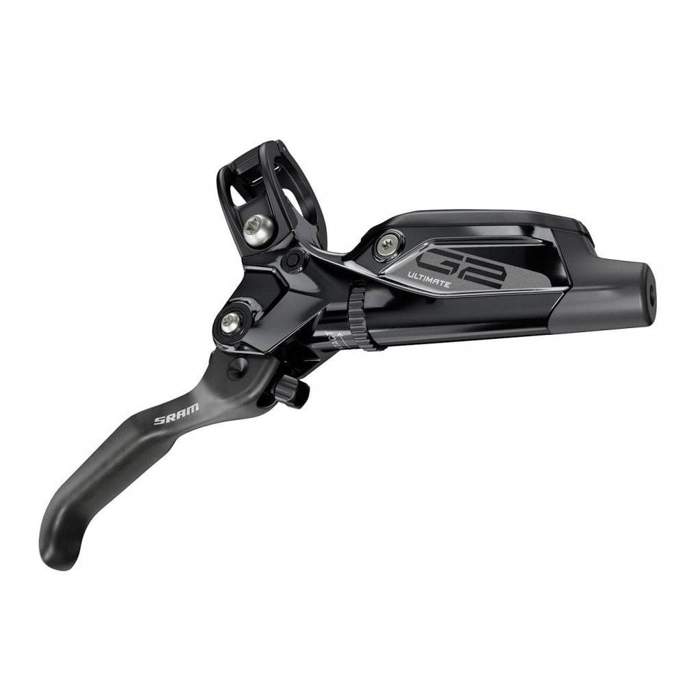 SRAM G2 Ultimate carbon lever front brake with titanium hardware, 950mm hose, and MMX clamp for bicycle components.