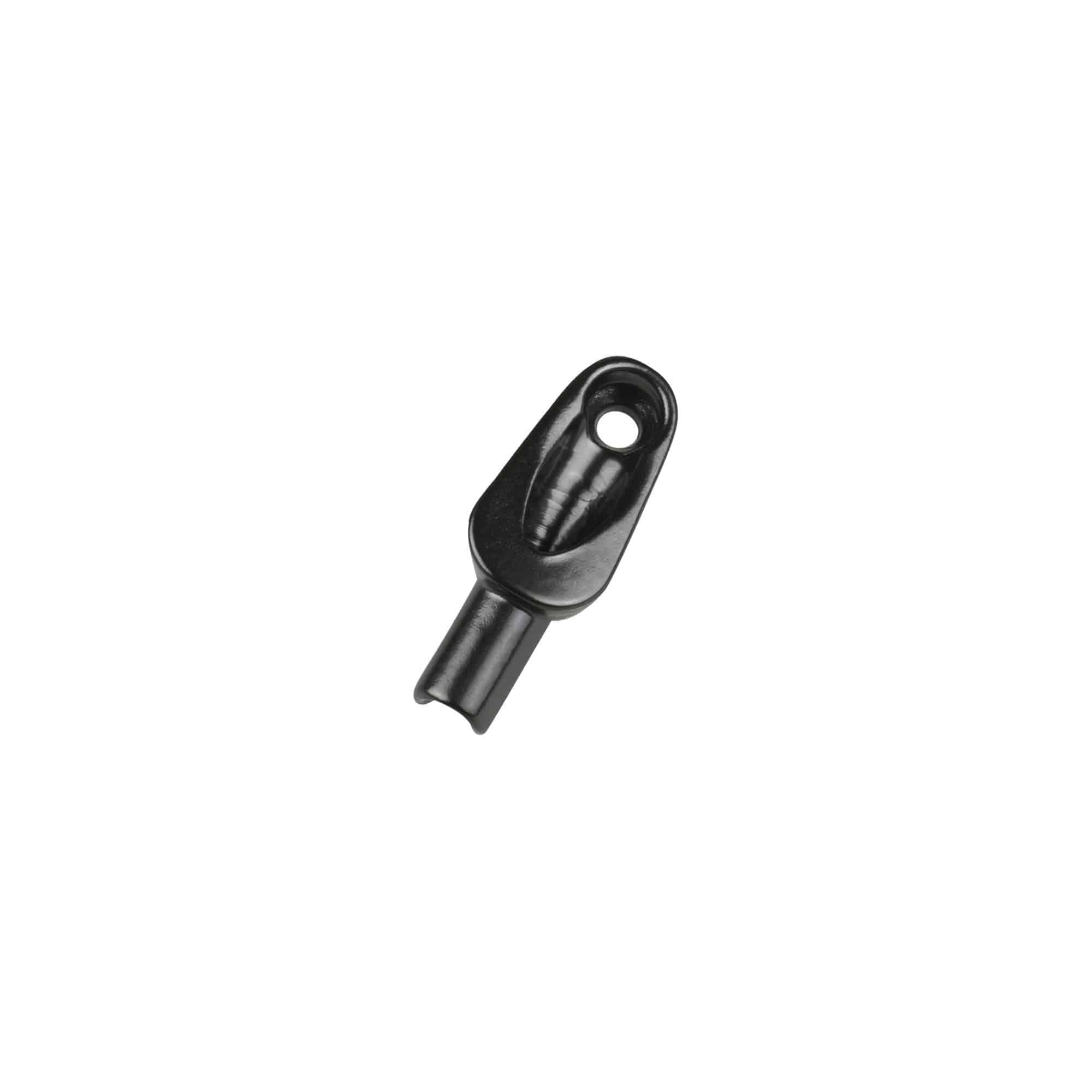 Black Trek internal frame top tube cable entry guide for efficient cable management in bike components.