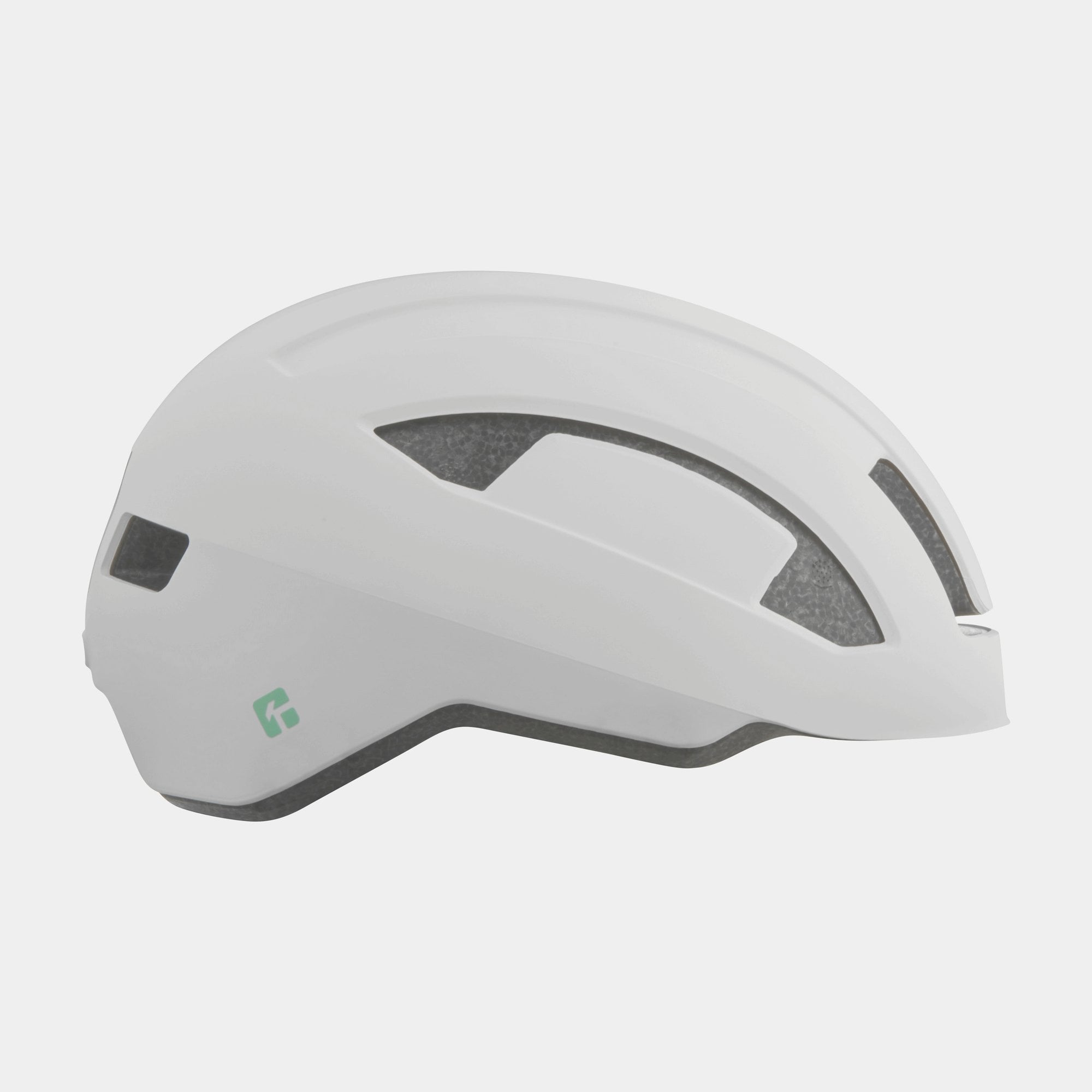 Lazer Cityzen KinetiCore urban cycling helmet with double-layer impact protection, white with adjustable straps and ventilation.