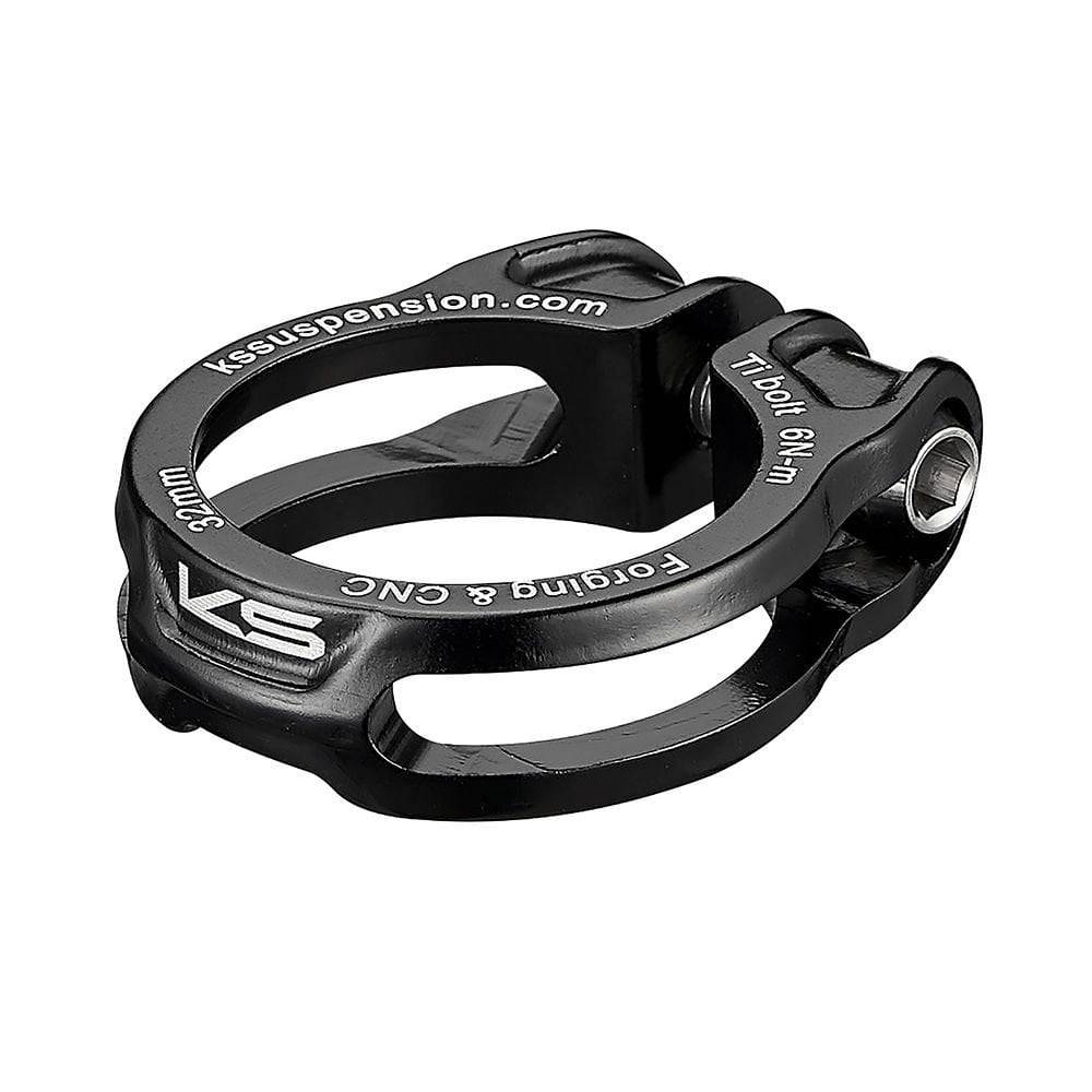 KS Suspension KSSC bike seatpost clamp, CNC machined durable component for secure bike seat attachment, shown in the image.