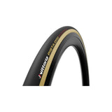 Vittoria Pista Oro tubular racing tyre for 23-28 inch wheels, black with tan sidewalls, designed for track cycling.