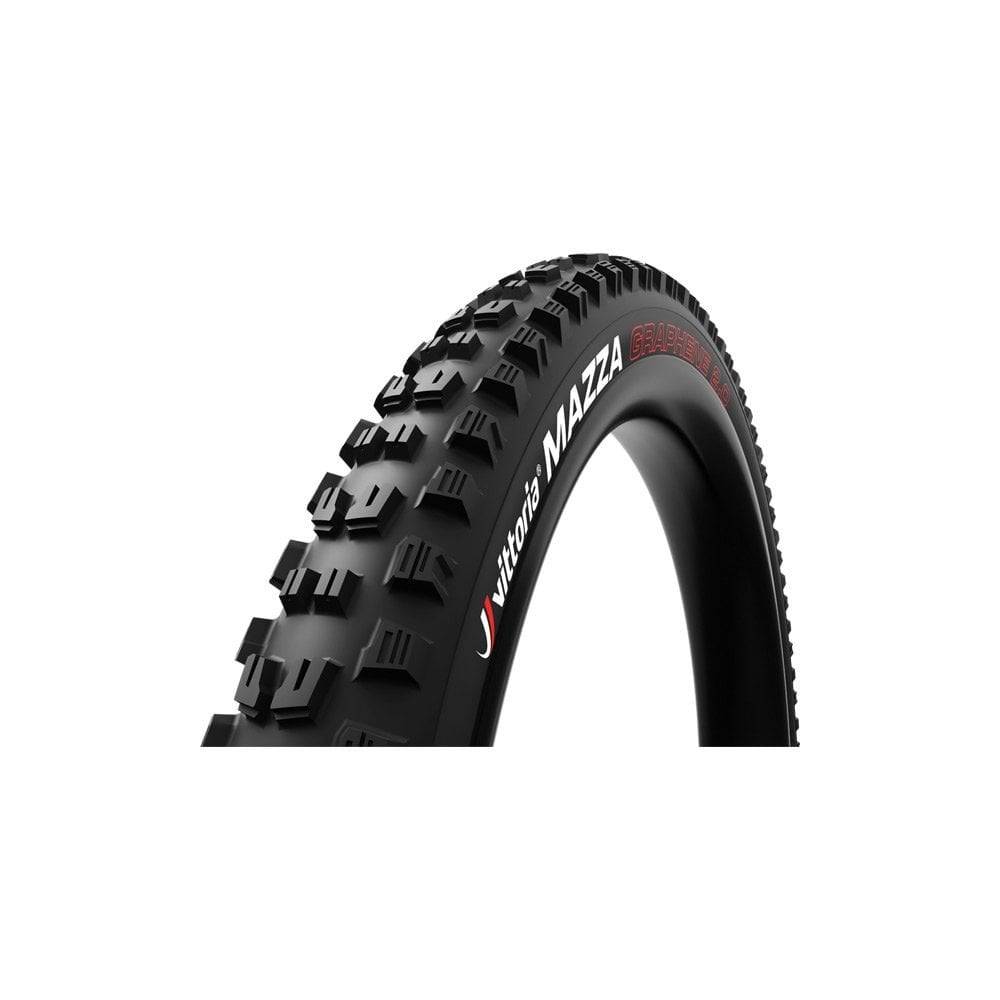 Vittoria Mazza Trail G2.0 Enduro tyre with Graphene 2.0 compound for mixed terrain riding, featuring knobby tread for traction.