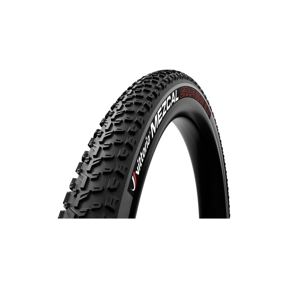 Vittoria Mezcal III G2.0 black MTB tire 700x44c tubeless-ready cross-country bike tire mounted on wheel.