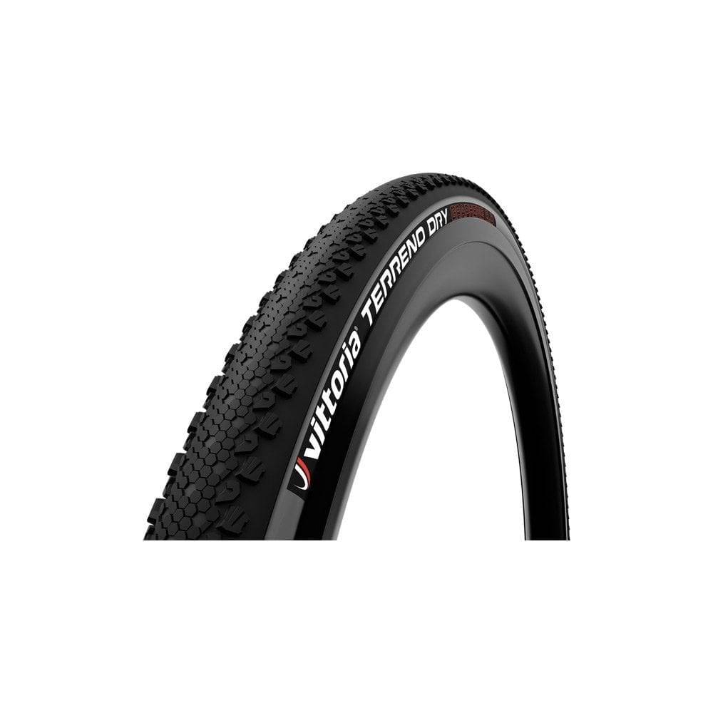 Vittoria Terreno Dry Gravel G2.0 TLR tubeless ready tyre for cyclocross, showing the knobby tread pattern and sidewall details.