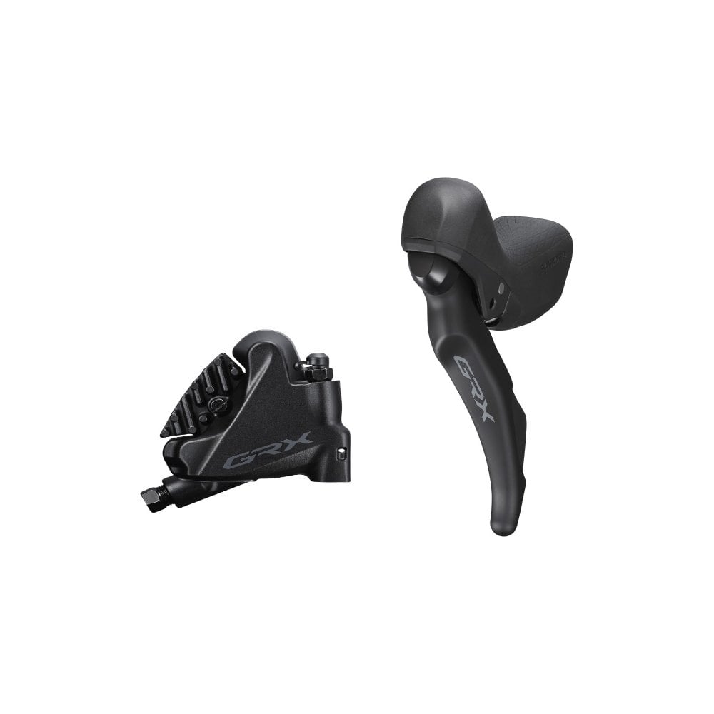 Shimano ST-RX600 gravel shifters with BR-RX400 hydraulic disc brake bled kit, showcasing the components and control levers.