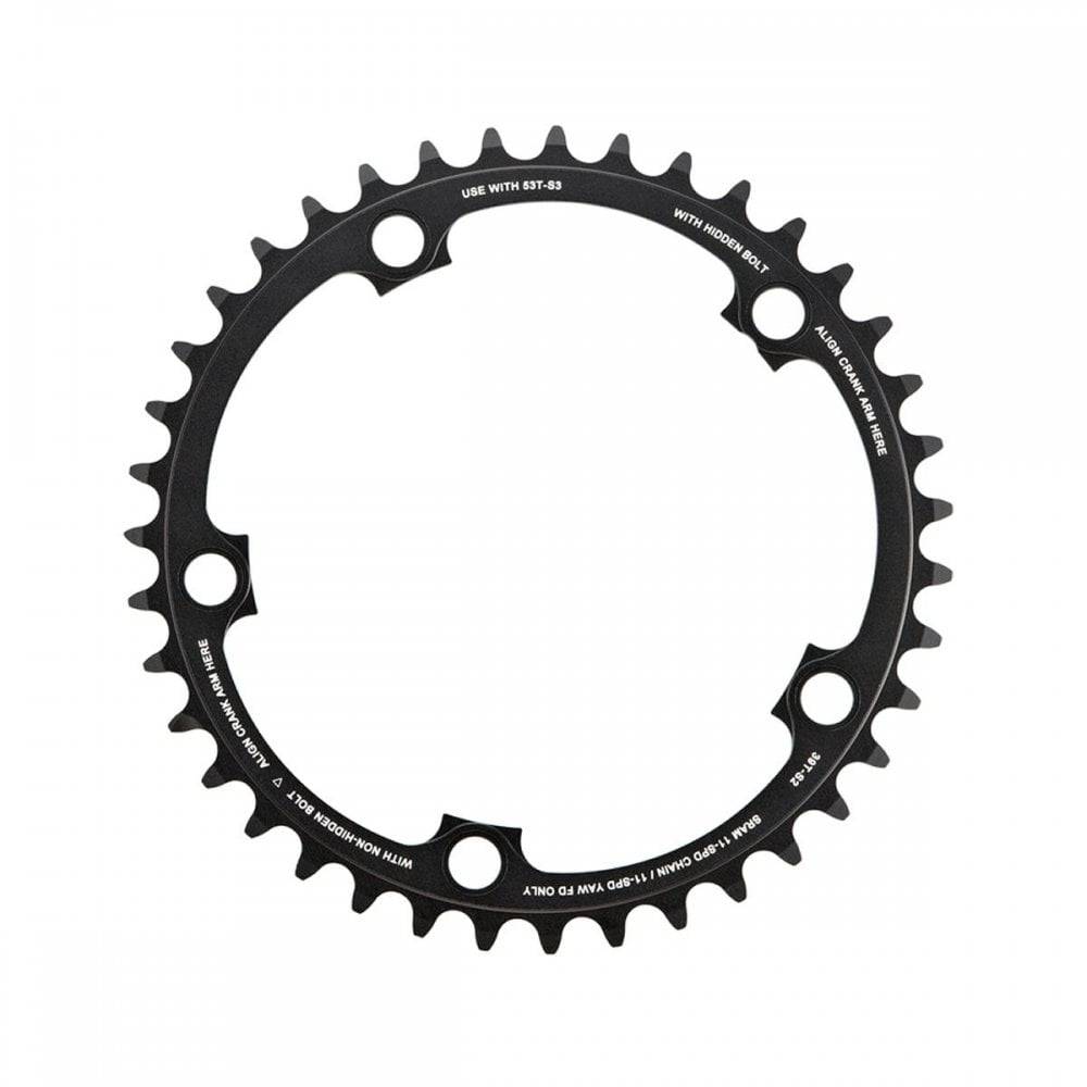 SRAM X-Glide R 39T 11-speed road bike chainring in red and black alloy with Yaw technology for Force22 Blast components.