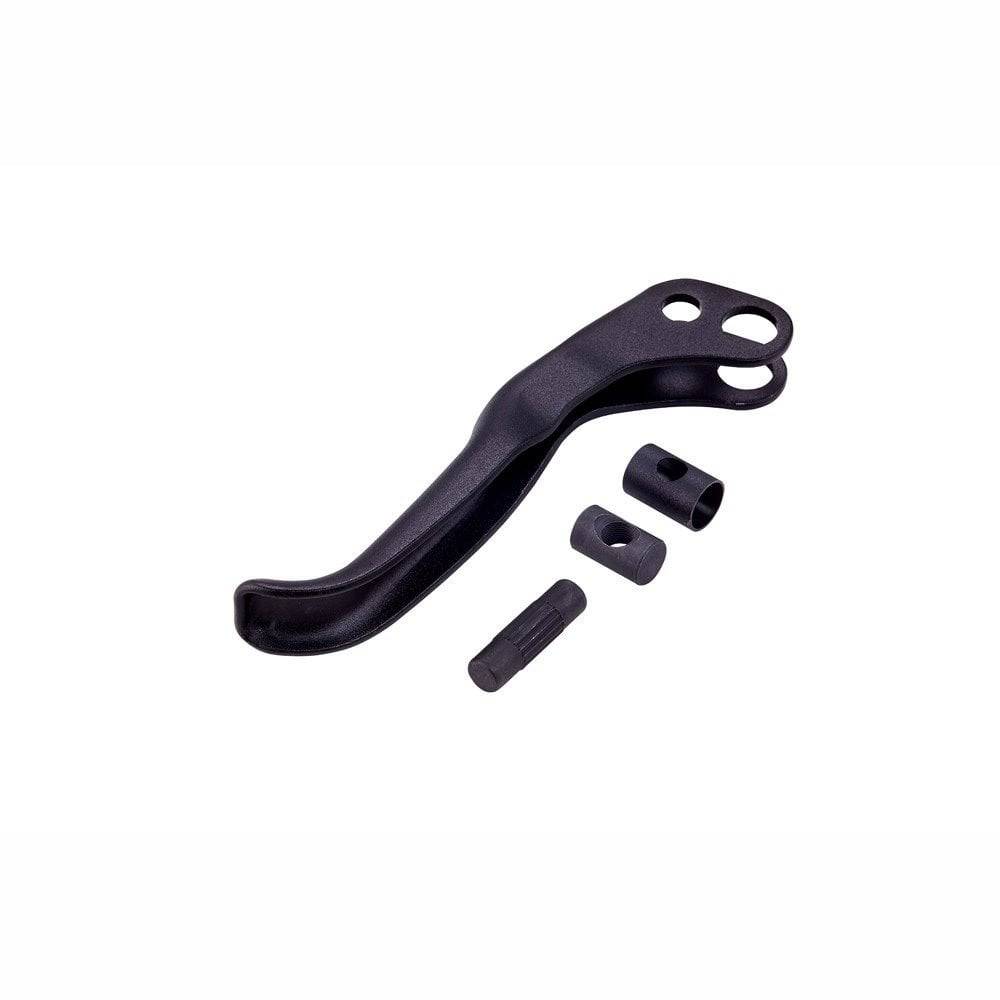 Avid black aluminium spare disc brake service lever blade for DB1 and DB3 bike brake systems, shown with mounting details.