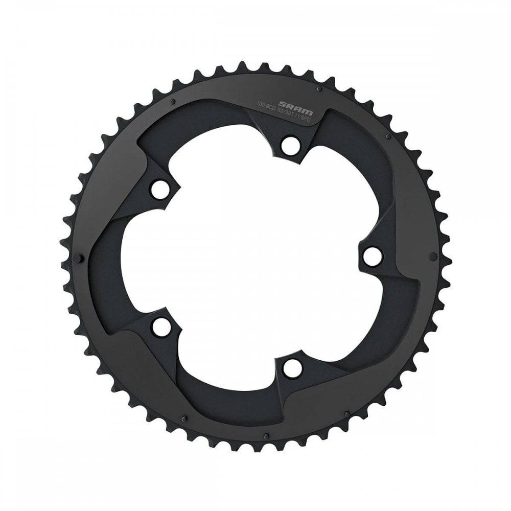 SRAM Red road bike chainring 53T X-Glide 11-speed black with 2-pin bolt circle, designed for high-performance cycling components.