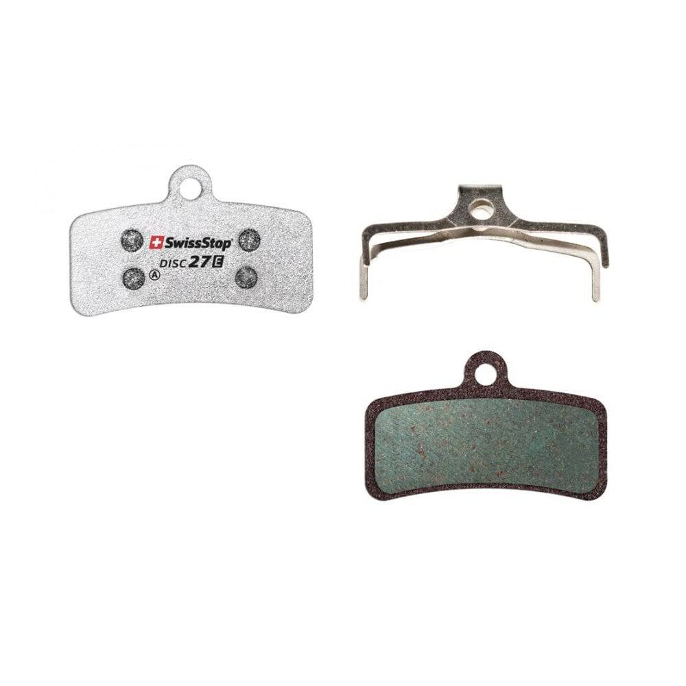 SwissStop Disc 27 brake pads for Shimano MTB ZEE, ZE, M8020 silver disc brakes, durable cycling components.
