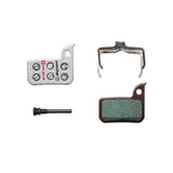 SwissStop Disc 32 brake pads for SRAM Road eTap AXS, Force, Rival silver disc brake system, close-up of brake pad components.