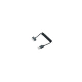 Topeak Apple Panobike 30-Pin Cable in black for charging Apple devices, shown coiled with connector ends visible.