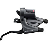 Shimano Claris ST-RS200 8-speed road flat bar shifters with optical gear display, components for bike gear shifting.