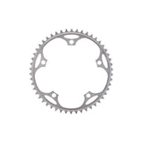 Shimano Dura-Ace Track 46T outer chainring with 1/2 x 1/8 inch teeth and 144mm BCD for bicycle drivetrain components.