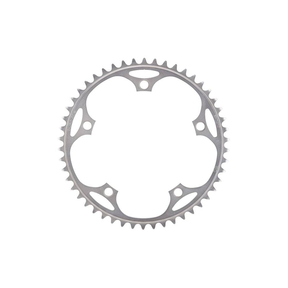 Shimano Dura-Ace Track 48T outer chainring with 1/2 x 1/8 inch teeth and 144mm BCD for bicycle components.