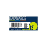 Nutrak bicycle inner tube with Schrader valve, 12-pack, 1.75-2.125 inch size, featuring a 45° bent valve for bike tires.
