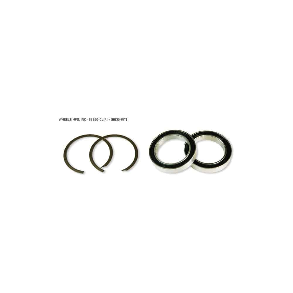 Wheels Manufacturing BB30 bottom bracket service kit with angular contact bearings, includes tools and components for bike maintenance.
